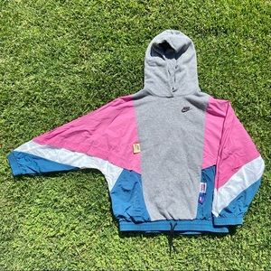 Rare Nike Hoodie Blue Pink White Grey S 🦋